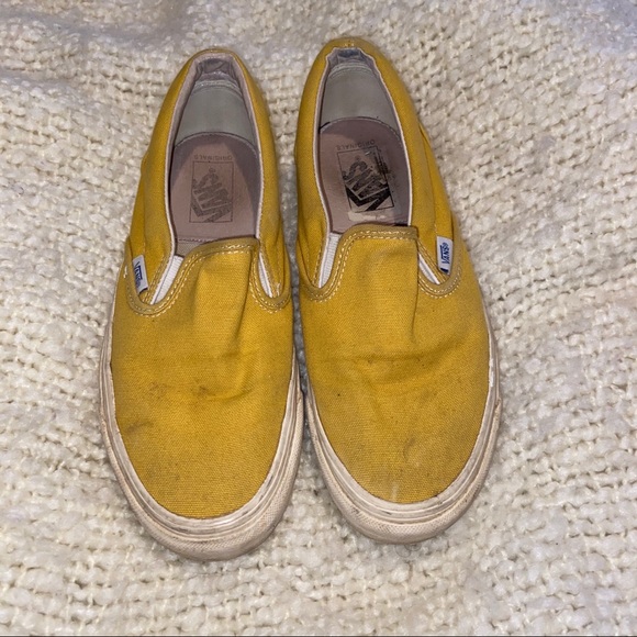 mustard slip on vans